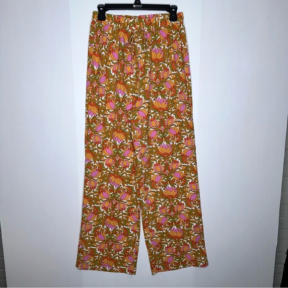 Pretty garbage retro floral high waisted wide leg pants size large - Picture 2 of 5